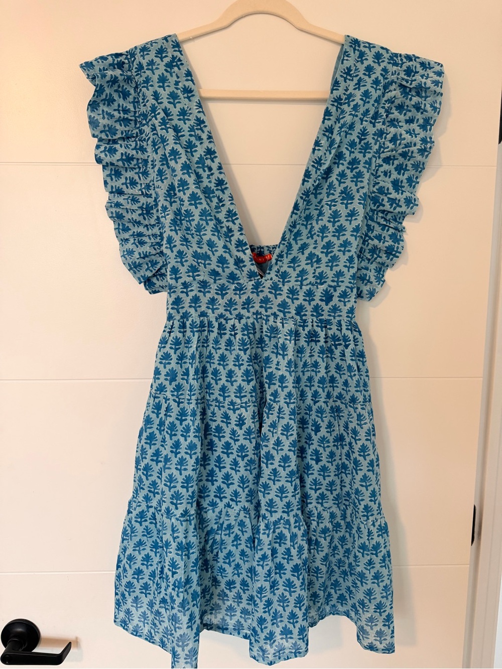 Oliphant Blue Botanical Print Ruffle Sundress